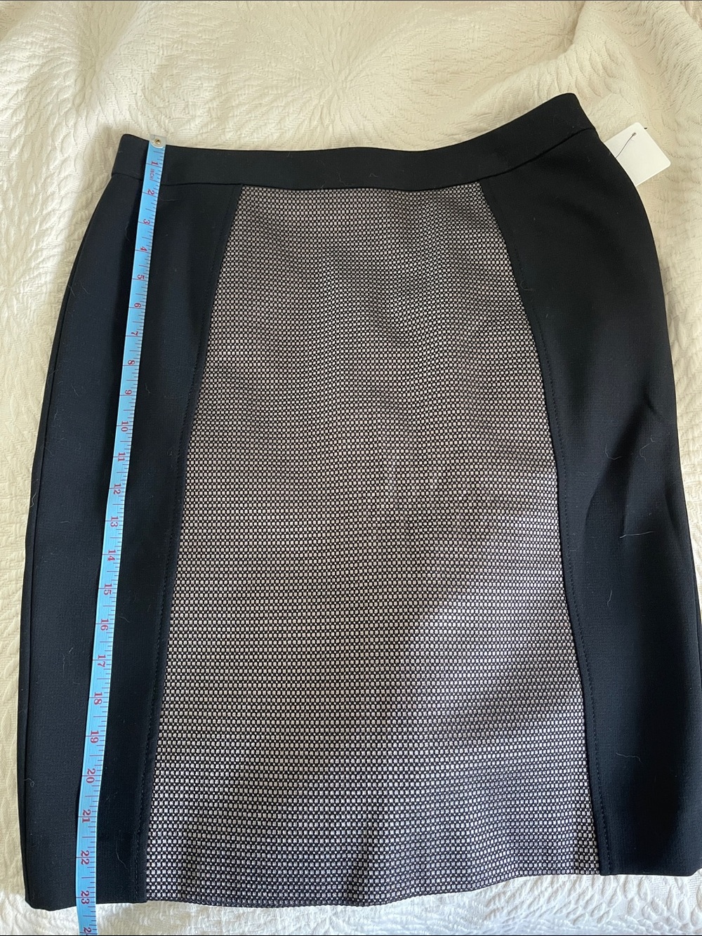Halogen Black Pencil Skirt with Gray Textured Center Panel